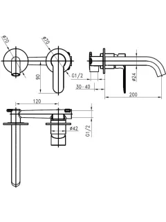 Встраиваемый смеситель для раковины Aquanet Passion AF300-12B 336185 чёрный матовый